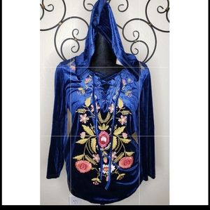 Velver embroidered Hoddie